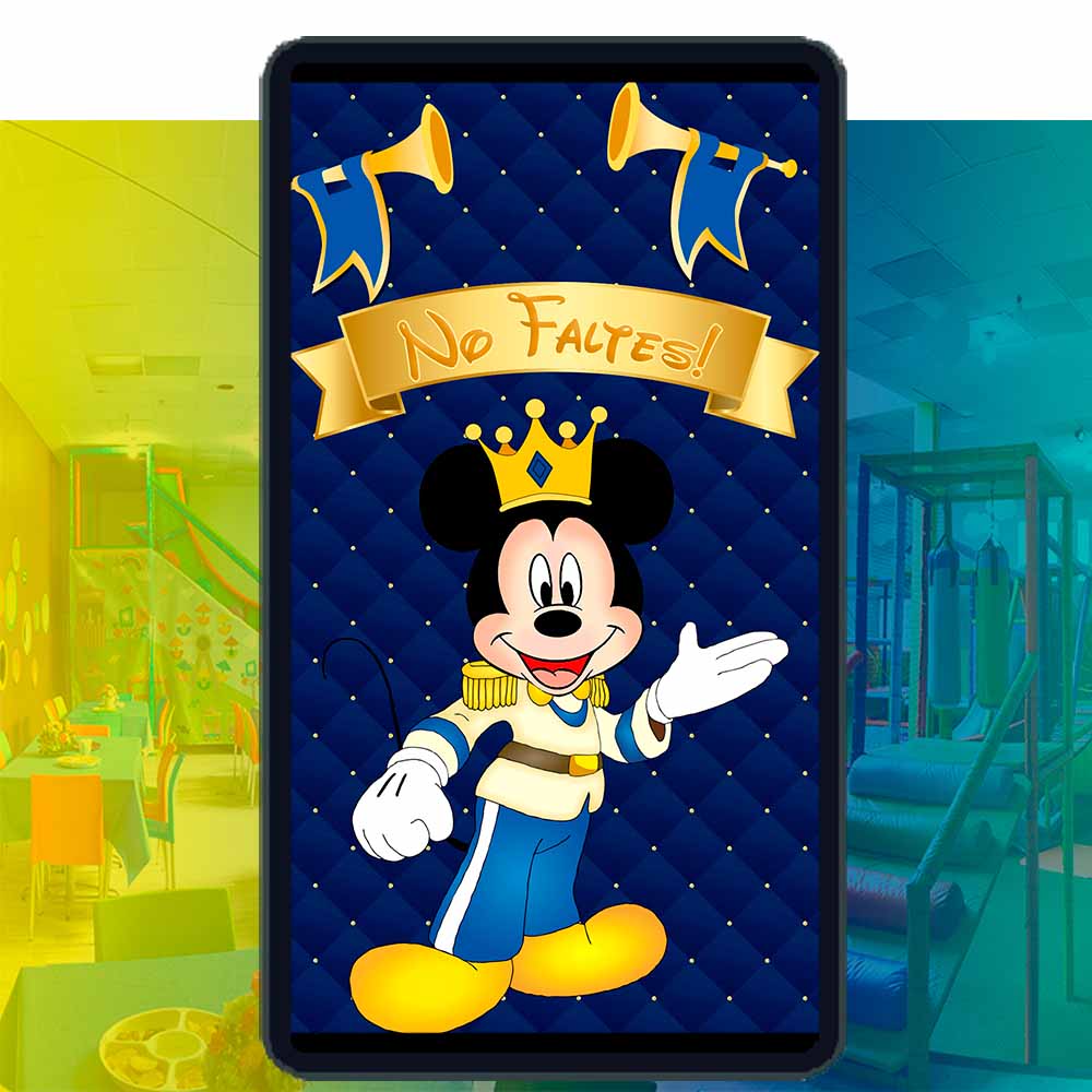 Es momento de sorprender a tus invitados con esta video invitación digital web de mickey mouse rey para cumpleaños, sin o con botones interactivos en la invitación digital.
