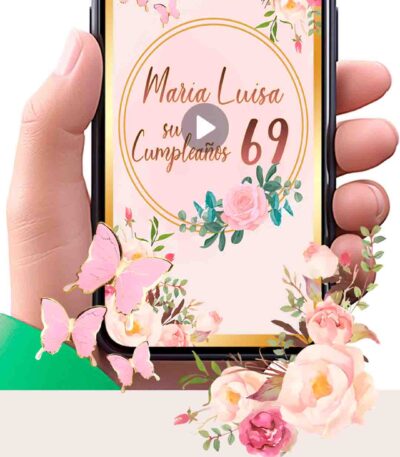 Es momento de sorprender a tus invitados con esta video invitación digital web floral dorado para fiesta temática, sin o con botones interactivos en la invitación digital.