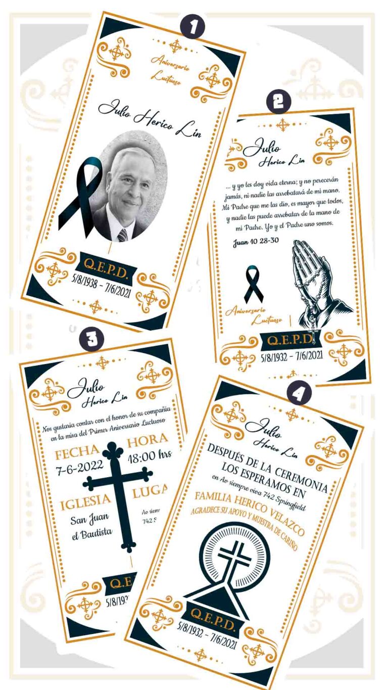 Es momento de sorprender a tus invitados con esta video invitación digital deazul dorado para aniversario luctuoso, sin o con botones interactivos en la invitación digital.