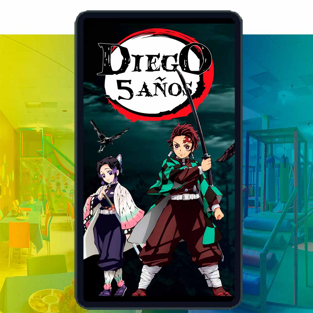 Es momento de sorprender a tus invitados con esta video invitación digital de demon slayer para cumpleaños, sin o con botones interactivos en la invitación digital.