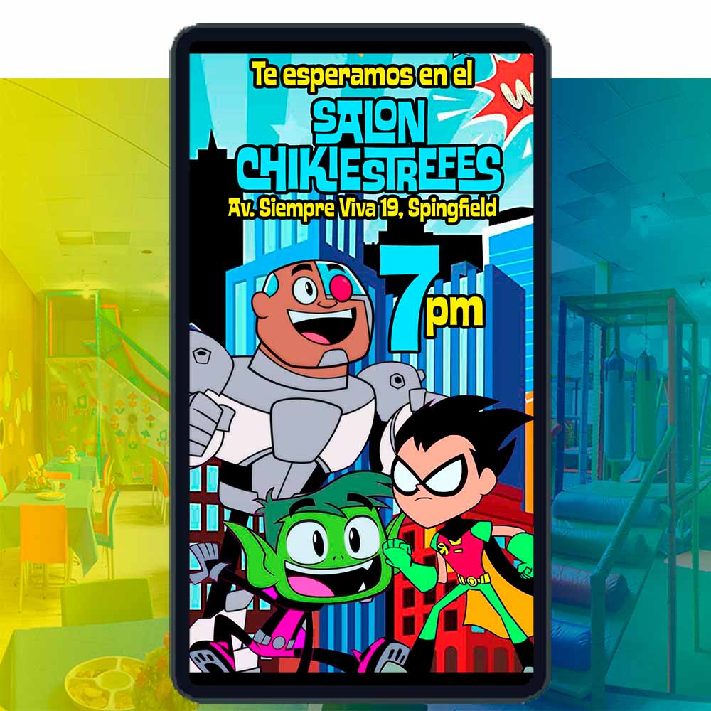 Es momento de sorprender a tus invitados con esta video invitación digital de jóvenes titanes para cumpleaños, sin o con botones interactivos en la invitación digital.