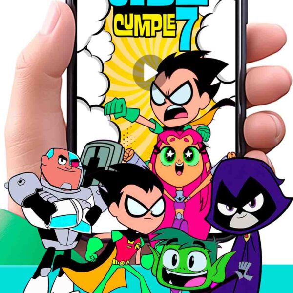 Es momento de sorprender a tus invitados con esta video invitación digital de jóvenes titanes para cumpleaños, sin o con botones interactivos en la invitación digital.