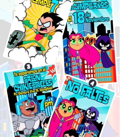 Es momento de sorprender a tus invitados con esta video invitación digital de jóvenes titanes para cumpleaños, sin o con botones interactivos en la invitación digital.