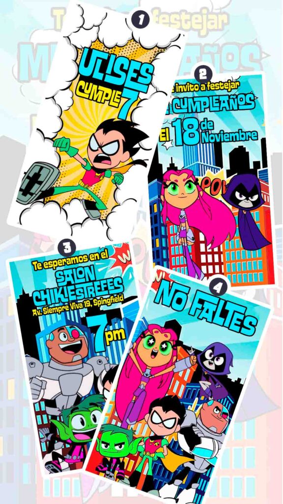 Es momento de sorprender a tus invitados con esta video invitación digital de jóvenes titanes para cumpleaños, sin o con botones interactivos en la invitación digital.