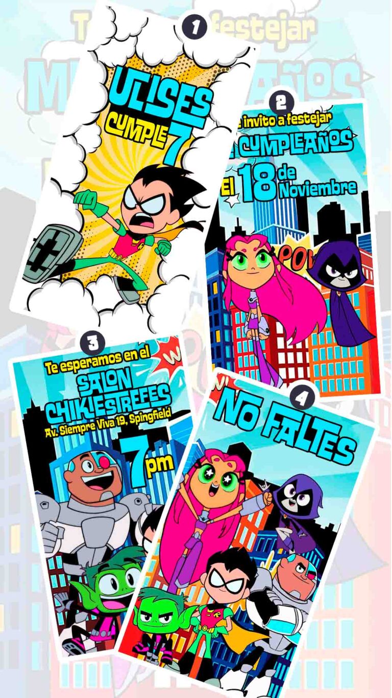 Es momento de sorprender a tus invitados con esta video invitación digital de jóvenes titanes para cumpleaños, sin o con botones interactivos en la invitación digital.