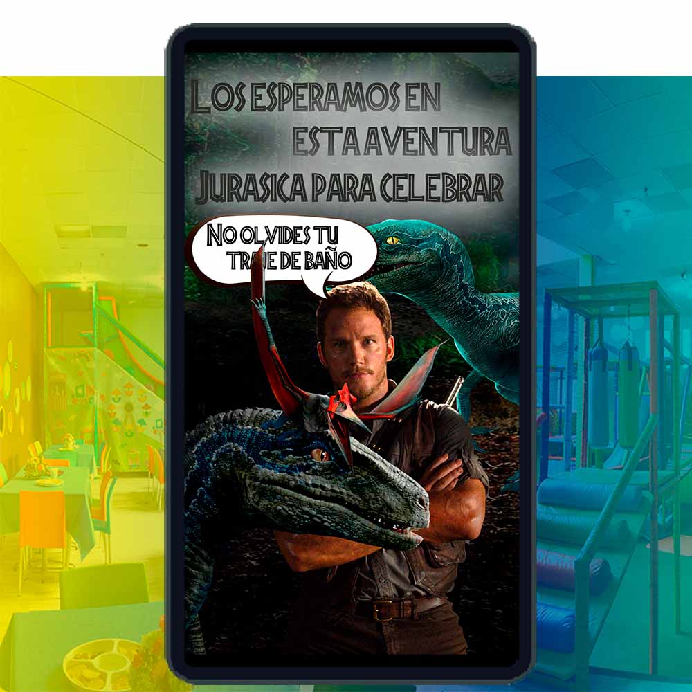 Es momento de sorprender a tus invitados con esta video invitación digital de jurassic world para cumpleaños, sin o con botones interactivos en la invitación digital.