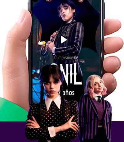 Es momento de sorprender a tus invitados con esta video invitación digital de merlina para cumpleaños, sin o con botones interactivos en la invitación digital.