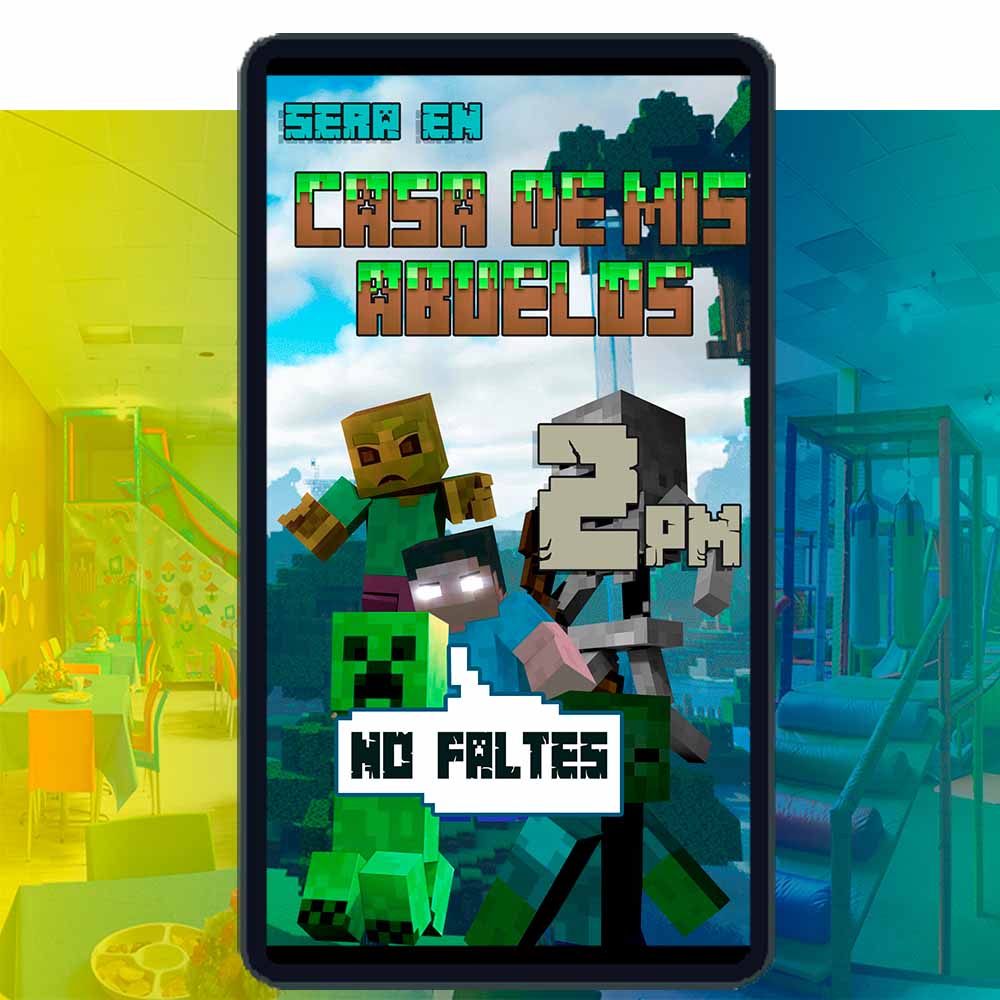 Es momento de sorprender a tus invitados con esta video invitación digital de minecraft para cumpleaños, sin o con botones interactivos en la invitación digital.