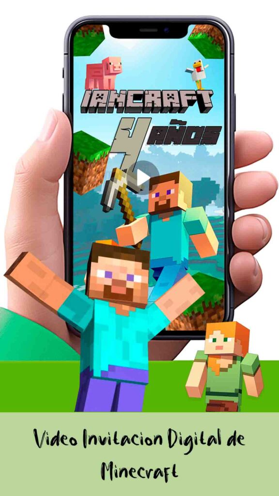 Es momento de sorprender a tus invitados con esta video invitación digital de minecraft para cumpleaños, sin o con botones interactivos en la invitación digital.