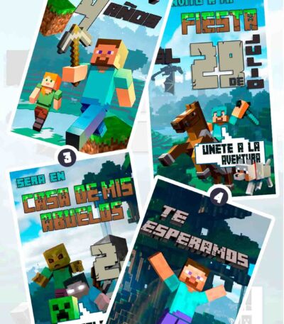 Es momento de sorprender a tus invitados con esta video invitación digital de minecraft para cumpleaños, sin o con botones interactivos en la invitación digital.