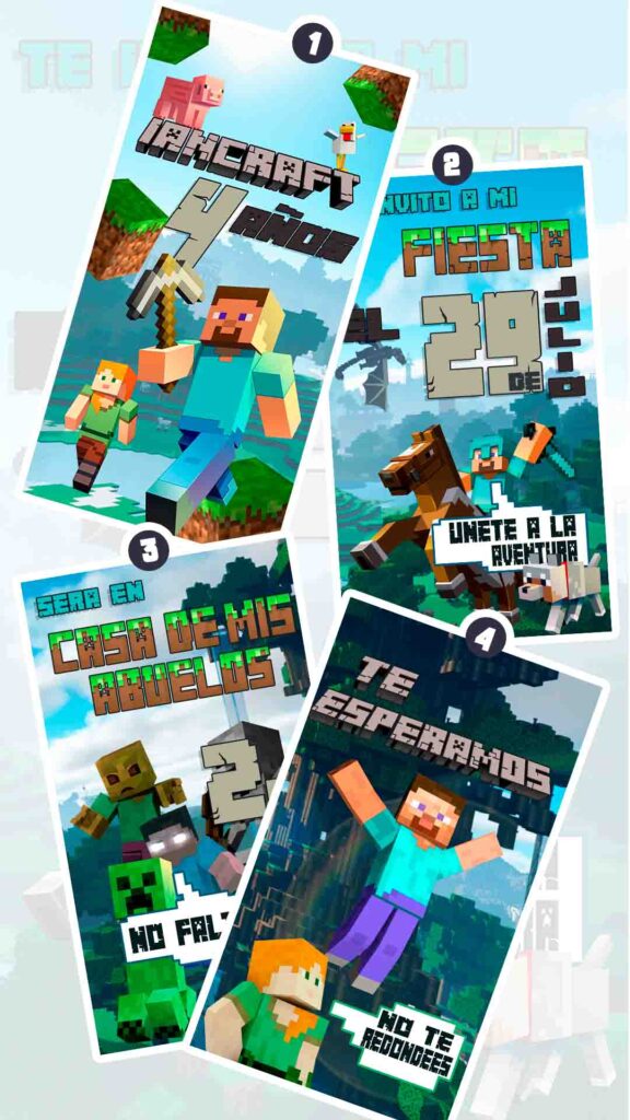 Es momento de sorprender a tus invitados con esta video invitación digital de minecraft para cumpleaños, sin o con botones interactivos en la invitación digital.