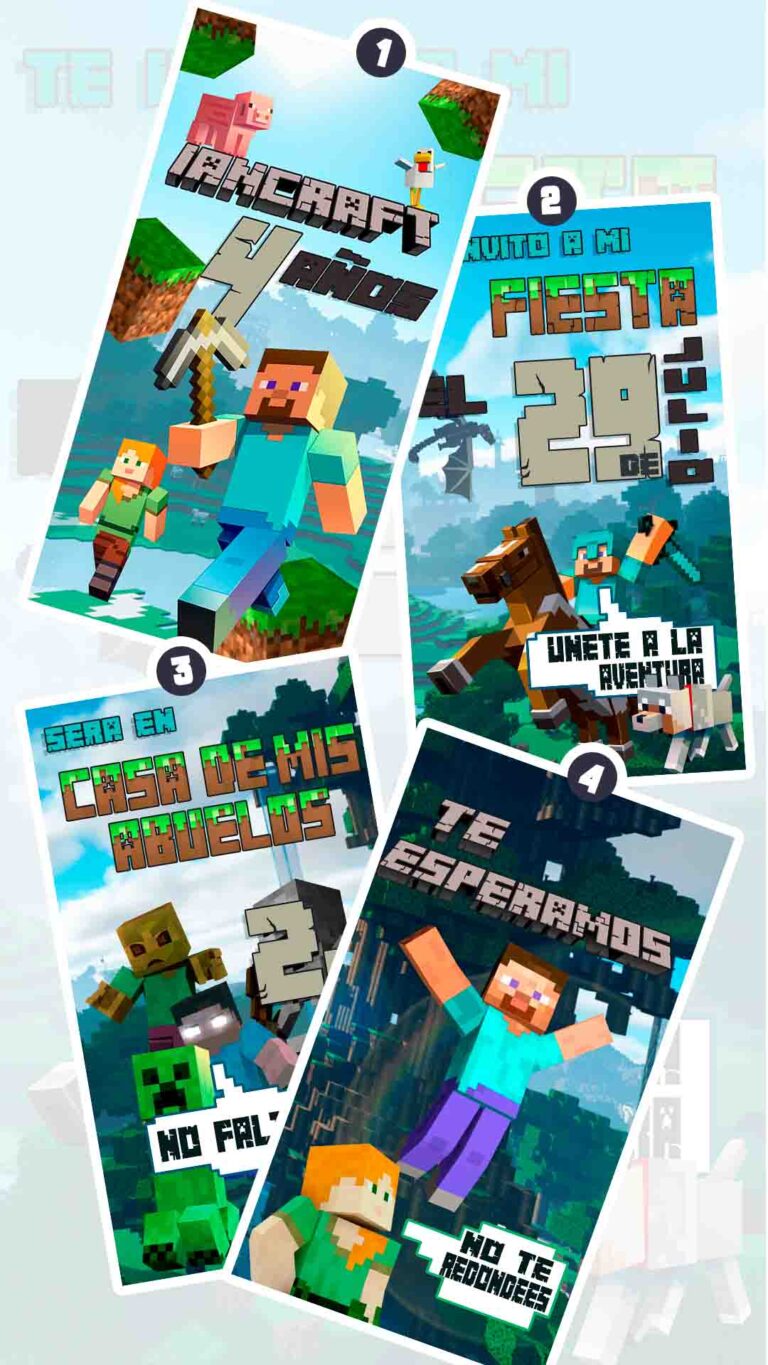 Es momento de sorprender a tus invitados con esta video invitación digital de minecraft para cumpleaños, sin o con botones interactivos en la invitación digital.