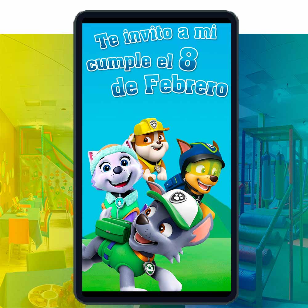 Es momento de sorprender a tus invitados con esta video invitación digital web de paw patrol niño para cumpleaños, sin o con botones interactivos en la invitación digital.