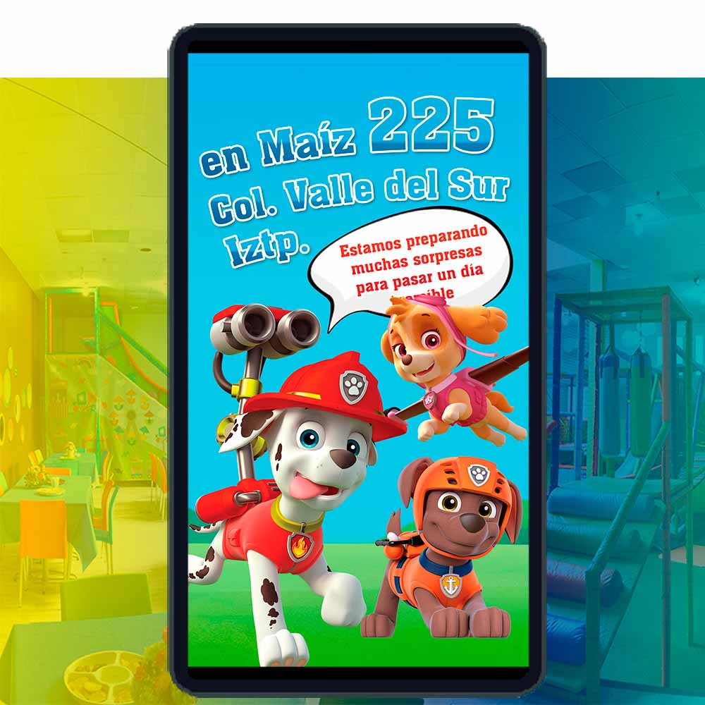 Es momento de sorprender a tus invitados con esta video invitación digital web de paw patrol niño para cumpleaños, sin o con botones interactivos en la invitación digital.