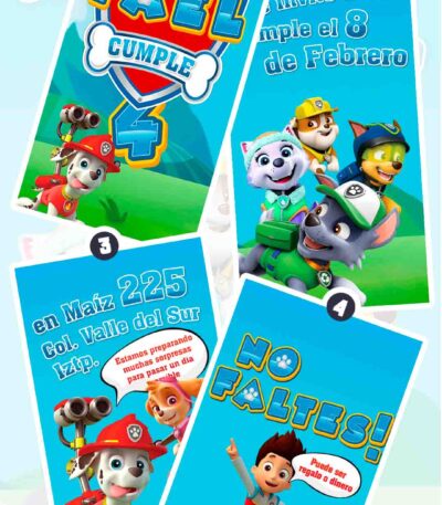 Es momento de sorprender a tus invitados con esta video invitación digital web de paw patrol niño para cumpleaños, sin o con botones interactivos en la invitación digital.