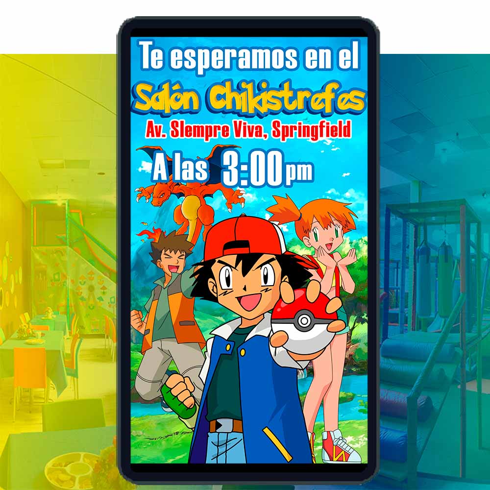 Es momento de sorprender a tus invitados con esta video invitación digital web de pokémon para cumpleaños, sin o con botones interactivos en la invitación digital.