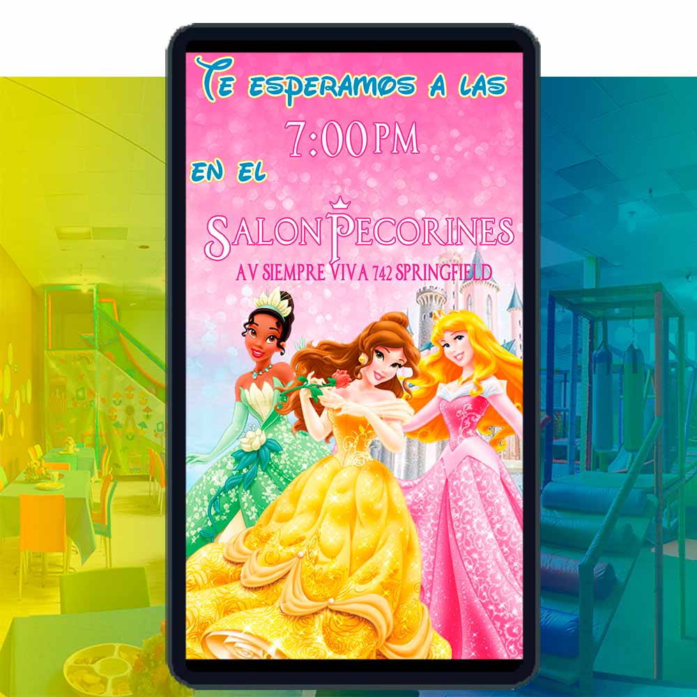 Es momento de sorprender a tus invitados con esta video invitación digital web de princesas clásicas de disney para cumpleaños, sin o con botones interactivos en la invitación digital.