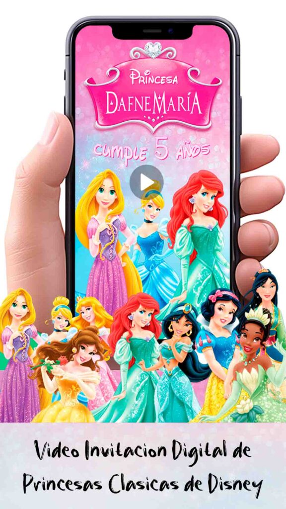 Es momento de sorprender a tus invitados con esta video invitación digital web de princesas clásicas de disney para cumpleaños, sin o con botones interactivos en la invitación digital.