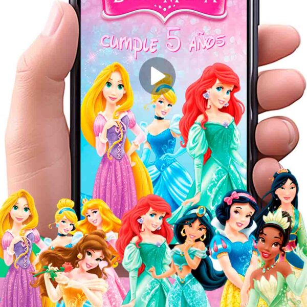 Es momento de sorprender a tus invitados con esta video invitación digital web de princesas clásicas de disney para cumpleaños, sin o con botones interactivos en la invitación digital.