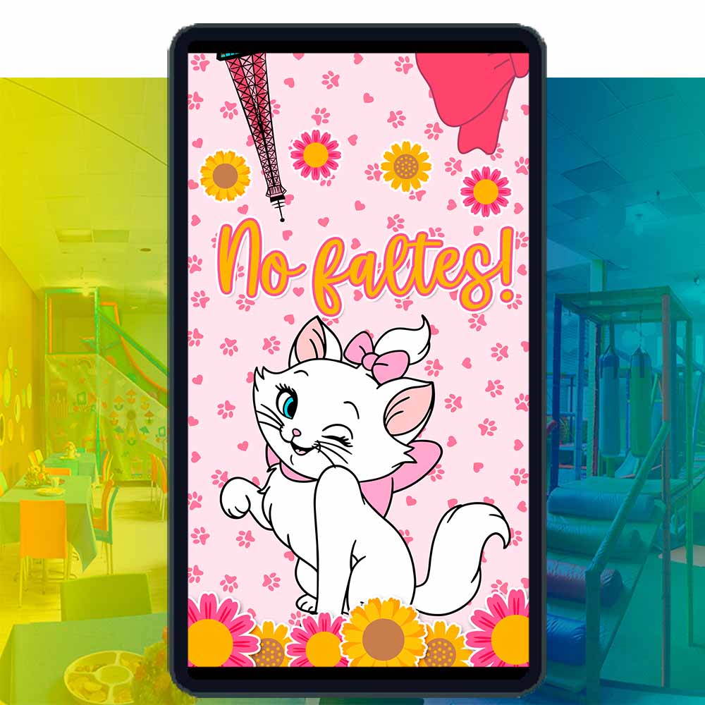 Es momento de sorprender a tus invitados con esta video invitación digital de marie aristogatos para cumpleaños, sin o con botones interactivos en la invitación digital.