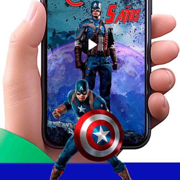 Es momento de sorprender a tus invitados con esta video invitación digital de avengers capitán américa para cumpleaños, sin o con botones interactivos en la invitación digital.