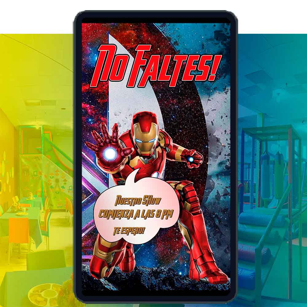 Es momento de sorprender a tus invitados con esta video invitación digital de iroman avengers para cumpleaños, sin o con botones interactivos en la invitación digital.