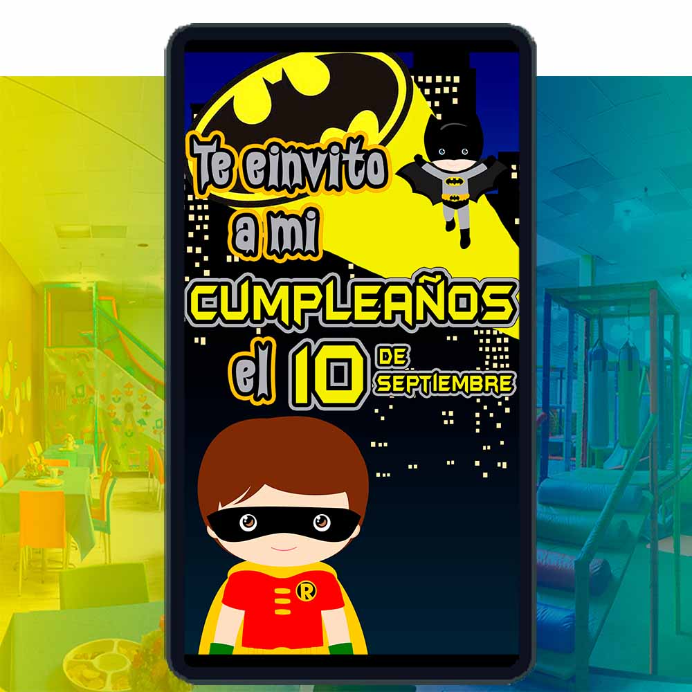 Es momento de sorprender a tus invitados con esta video invitación digital de batman niño para cumpleaños, sin o con botones interactivos en la invitación digital.