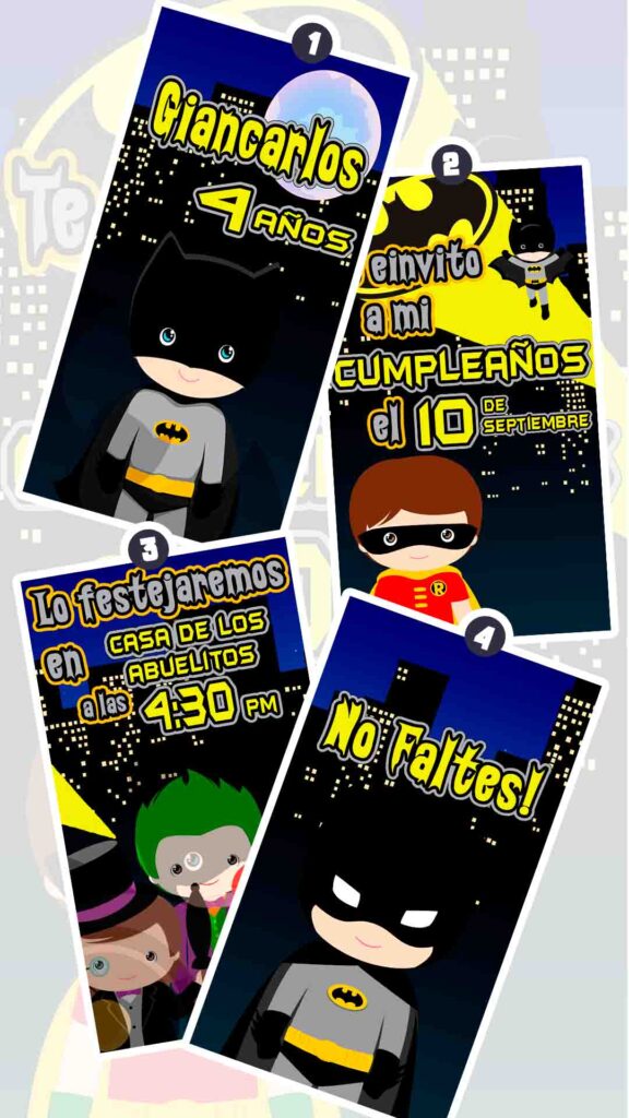 Es momento de sorprender a tus invitados con esta video invitación digital de batman niño para cumpleaños, sin o con botones interactivos en la invitación digital.