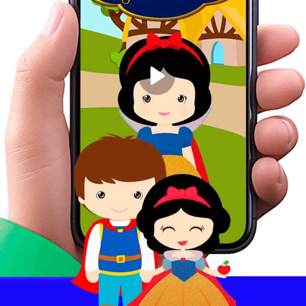 Es momento de sorprender a tus invitados con esta video invitación digital de blanca nieves niña para cumpleaños, sin o con botones interactivos en la invitación digital.