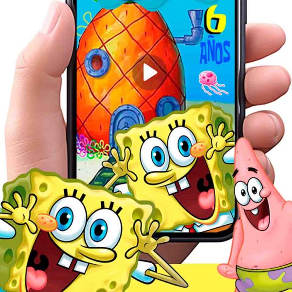 Es momento de sorprender a tus invitados con esta video invitación digital de bob esponja para cumpleaños, sin o con botones interactivos en la invitación digital.