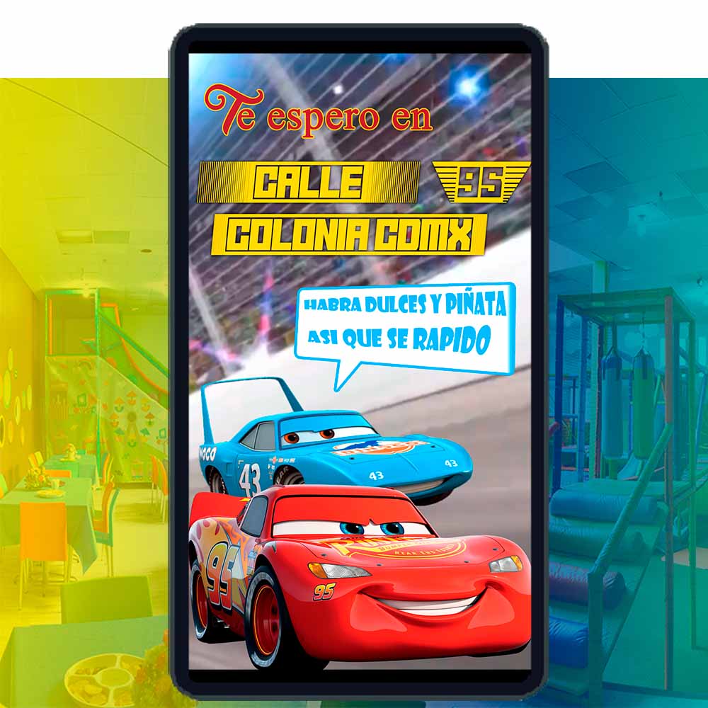 Es momento de sorprender a tus invitados con esta video invitación digital de cars para cumpleaños, sin o con botones interactivos en la invitación digital.