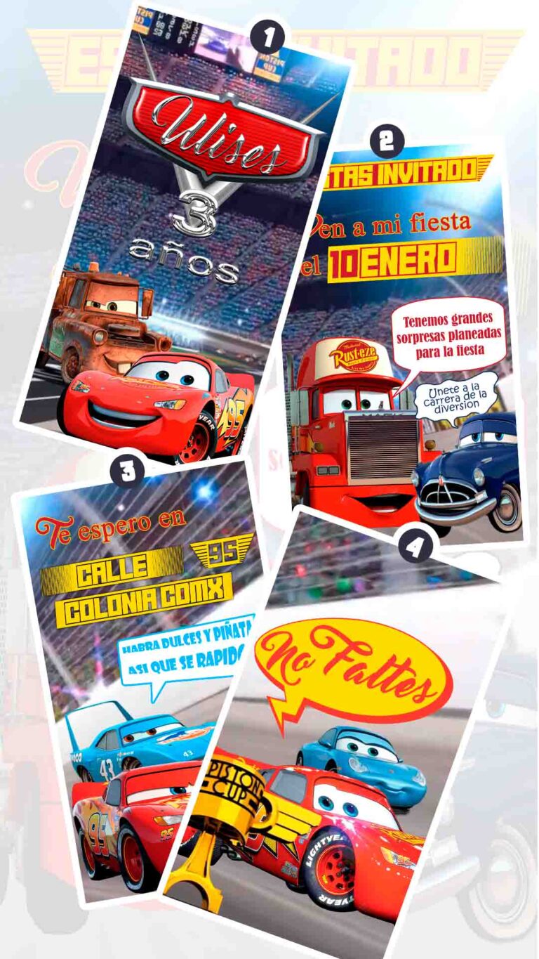 Es momento de sorprender a tus invitados con esta video invitación digital de cars para cumpleaños, sin o con botones interactivos en la invitación digital.