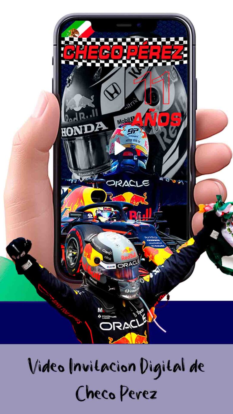 Es momento de sorprender a tus invitados con esta video invitación digital de checo perez para cumpleaños, sin o con botones interactivos en la invitación digital.