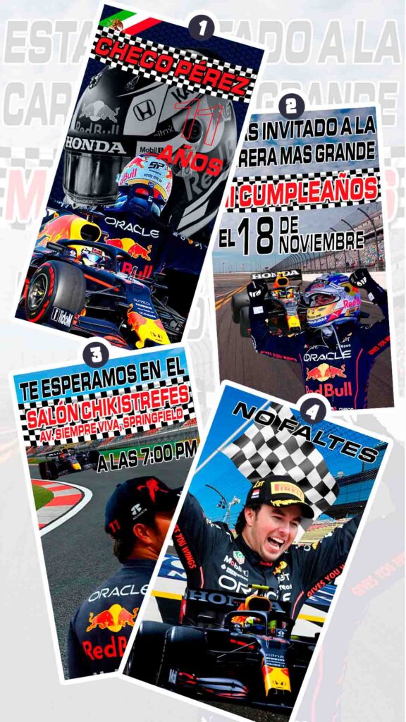 Es momento de sorprender a tus invitados con esta video invitación digital de checo perez para cumpleaños, sin o con botones interactivos en la invitación digital.