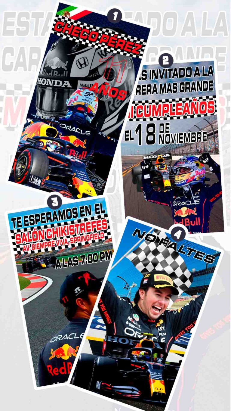 Es momento de sorprender a tus invitados con esta video invitación digital de checo perez para cumpleaños, sin o con botones interactivos en la invitación digital.