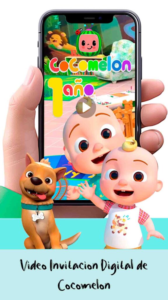Es momento de sorprender a tus invitados con esta video invitación digital de cocomelon para cumpleaños, sin o con botones interactivos en la invitación digital.