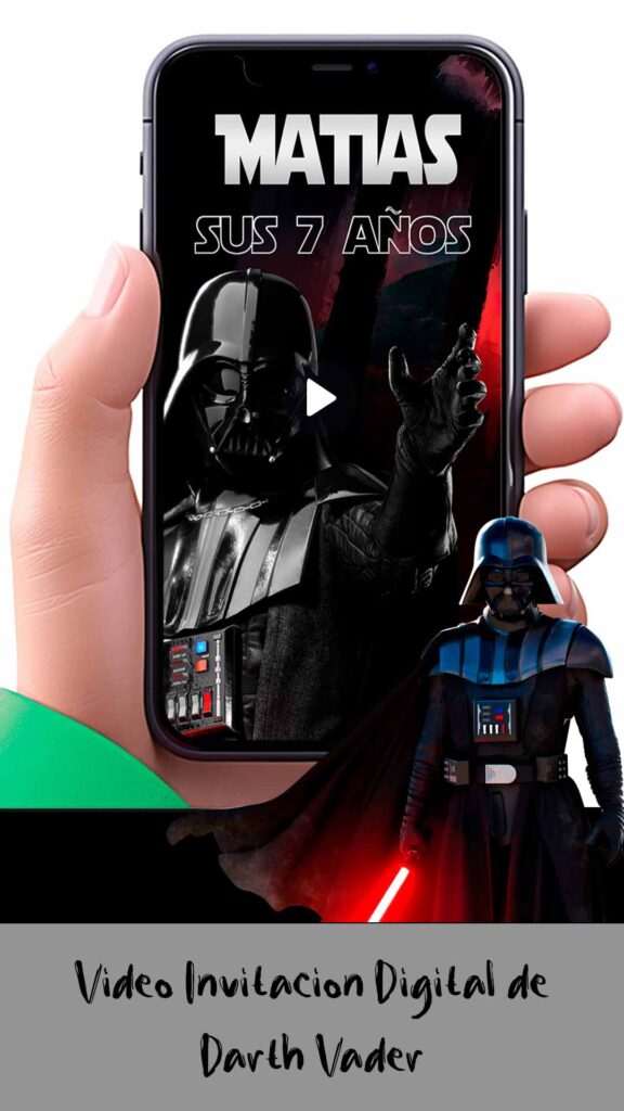 Es momento de sorprender a tus invitados con esta video invitación digital de darth vader para cumpleaños, sin o con botones interactivos en la invitación digital.