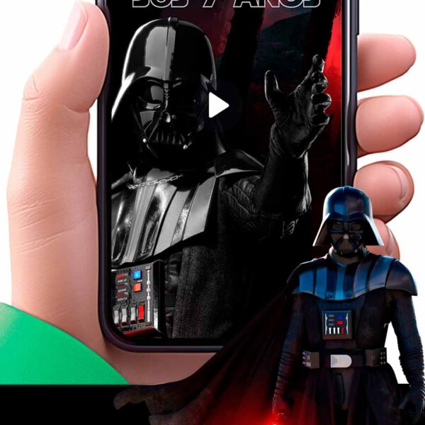Es momento de sorprender a tus invitados con esta video invitación digital de darth vader para cumpleaños, sin o con botones interactivos en la invitación digital.