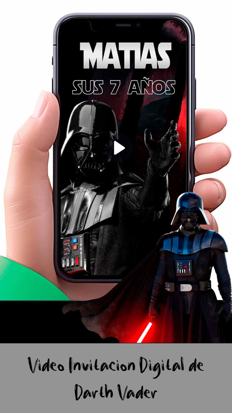 Es momento de sorprender a tus invitados con esta video invitación digital de darth vader para cumpleaños, sin o con botones interactivos en la invitación digital.