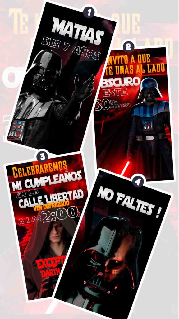 Es momento de sorprender a tus invitados con esta video invitación digital de darth vader para cumpleaños, sin o con botones interactivos en la invitación digital.