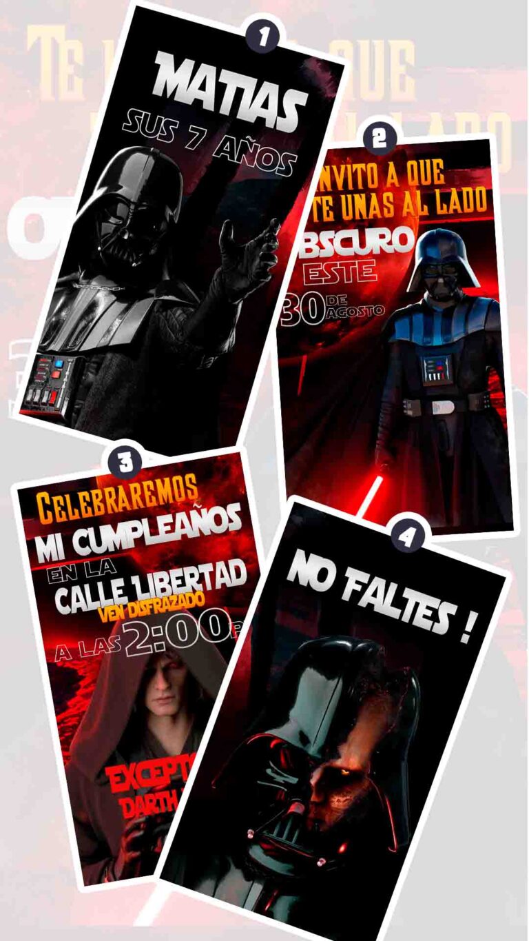 Es momento de sorprender a tus invitados con esta video invitación digital de darth vader para cumpleaños, sin o con botones interactivos en la invitación digital.