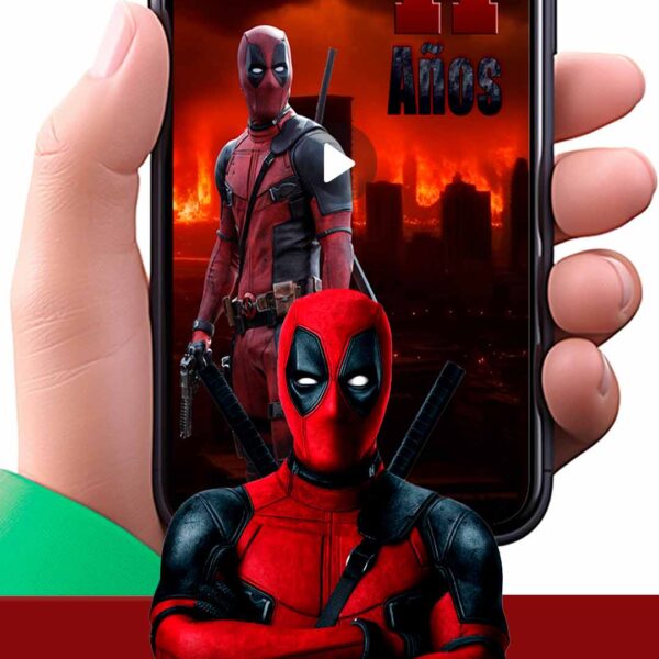 Es momento de sorprender a tus invitados con esta video invitación digital de deadpool para cumpleaños, sin o con botones interactivos en la invitación digital.