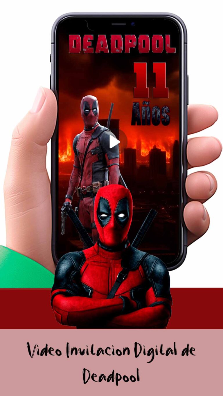 Es momento de sorprender a tus invitados con esta video invitación digital de deadpool para cumpleaños, sin o con botones interactivos en la invitación digital.