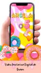 Es momento de sorprender a tus invitados con esta video invitación digital de donas para cumpleaños, sin o con botones interactivos en la invitación digital.