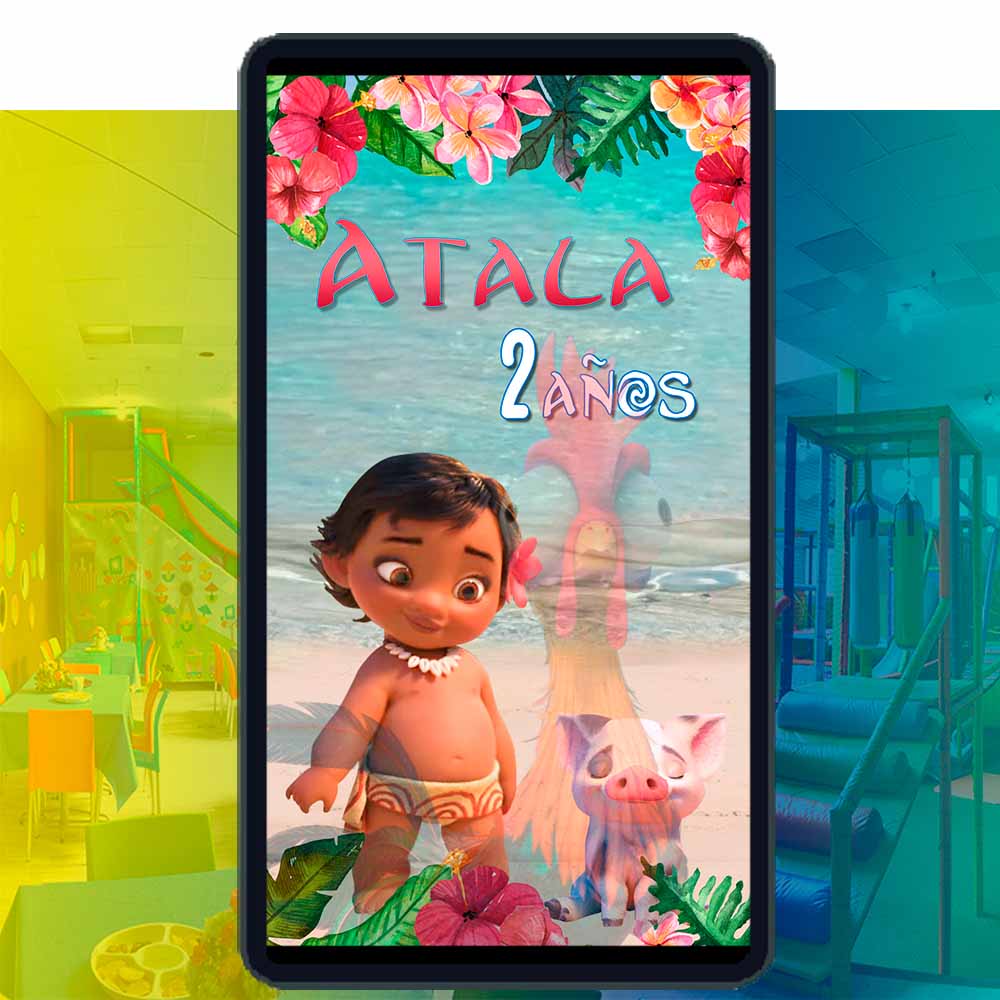 Es momento de sorprender a tus invitados con esta video invitación digital de moana niña para cumpleaños, sin o con botones interactivos en la invitación digital.