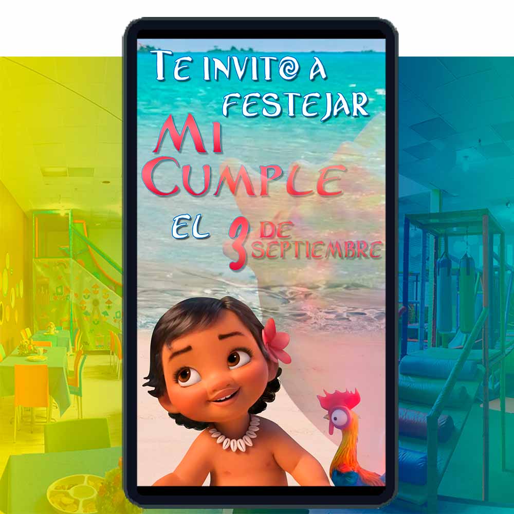Es momento de sorprender a tus invitados con esta video invitación digital de moana niña para cumpleaños, sin o con botones interactivos en la invitación digital.