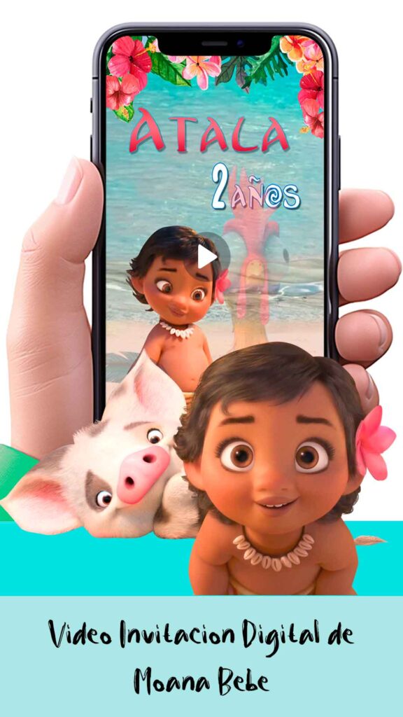 Es momento de sorprender a tus invitados con esta video invitación digital de moana niña para cumpleaños, sin o con botones interactivos en la invitación digital.