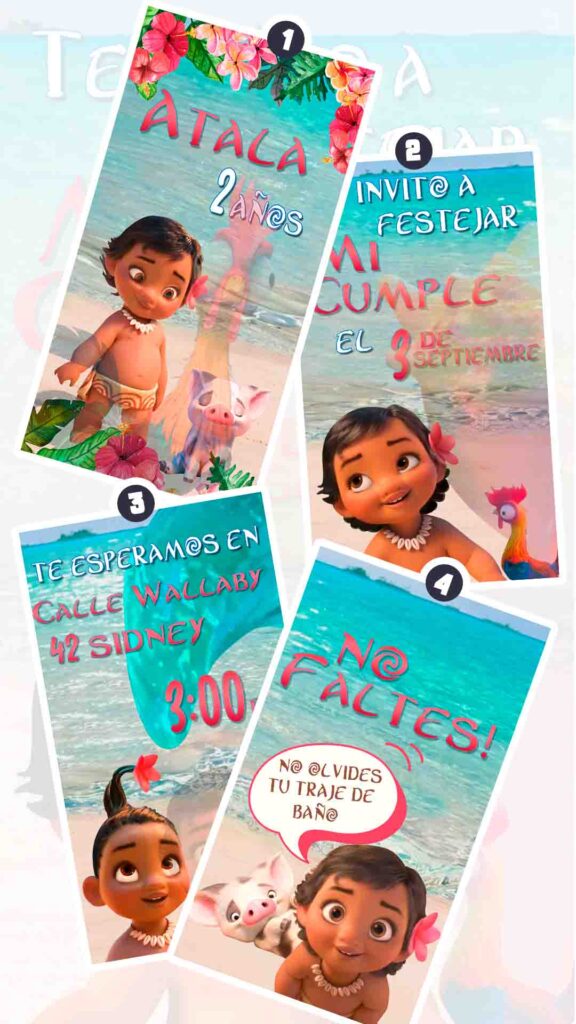 Es momento de sorprender a tus invitados con esta video invitación digital de moana niña para cumpleaños, sin o con botones interactivos en la invitación digital.