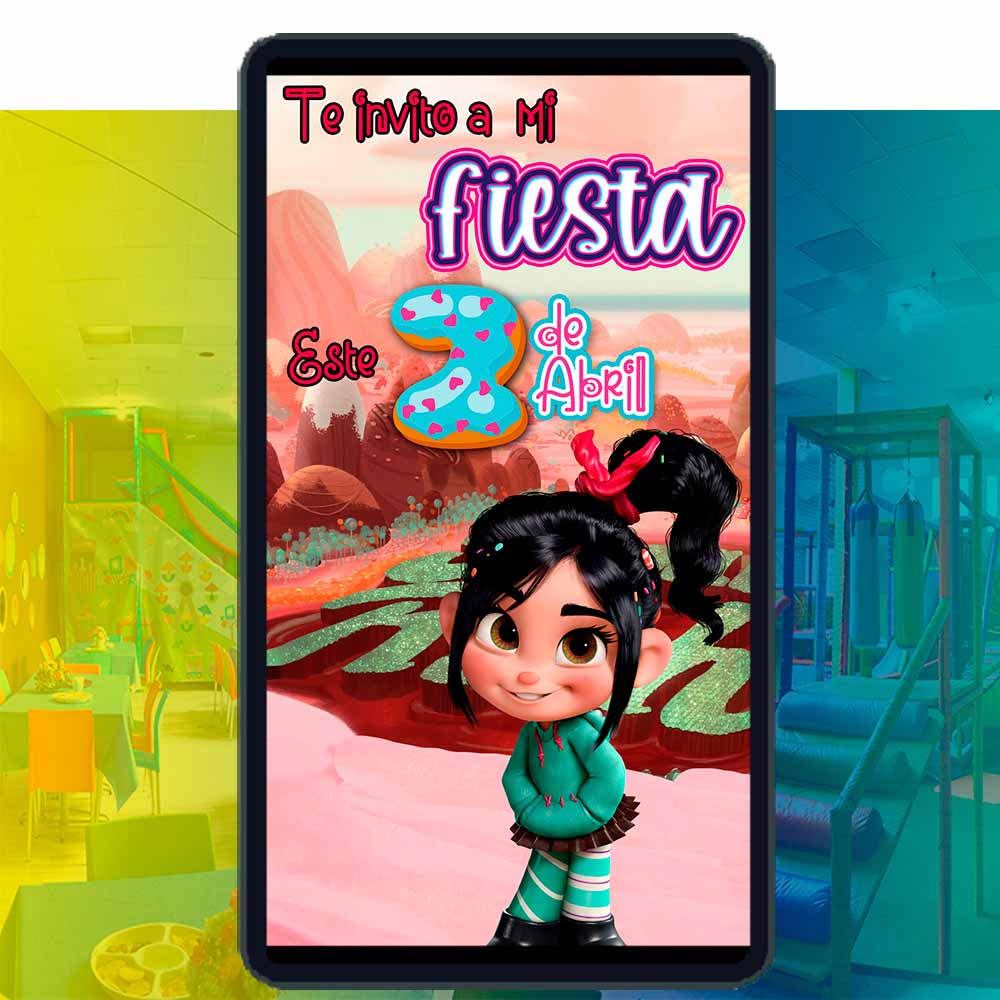 Es momento de sorprender a tus invitados con esta video invitación digital de vanellope para cumpleaños, sin o con botones interactivos en la invitación digital.