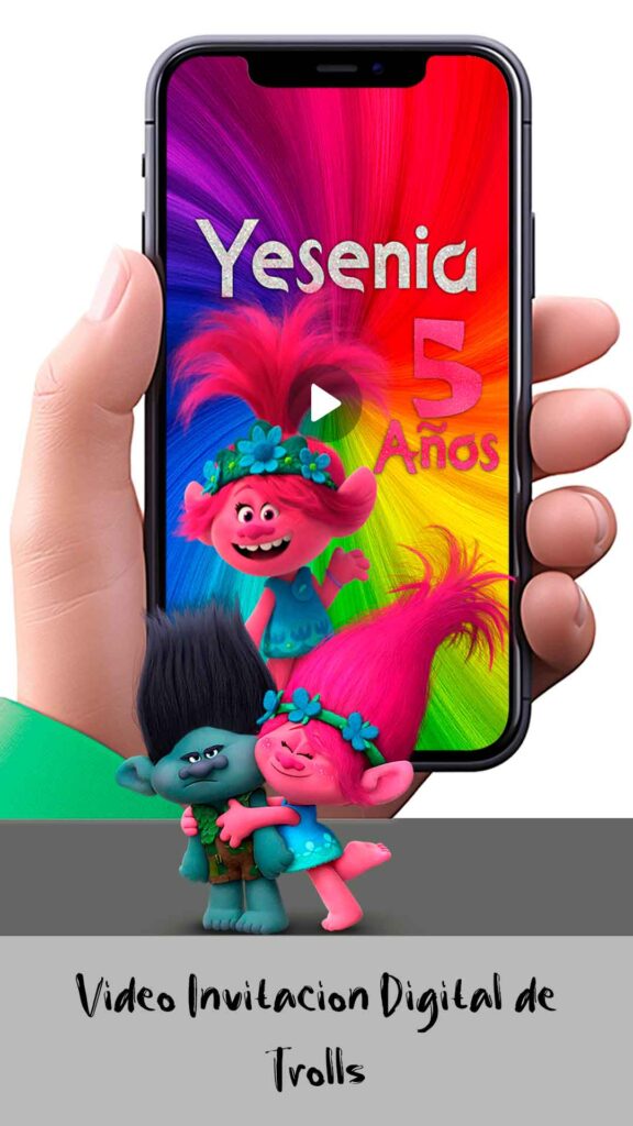 Es momento de sorprender a tus invitados con esta video invitación digital de trolls para cumpleaños, sin o con botones interactivos en la invitación digital.